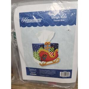 Herrschners Craftways Sleigh Ride Tissue Box Cover Christmas